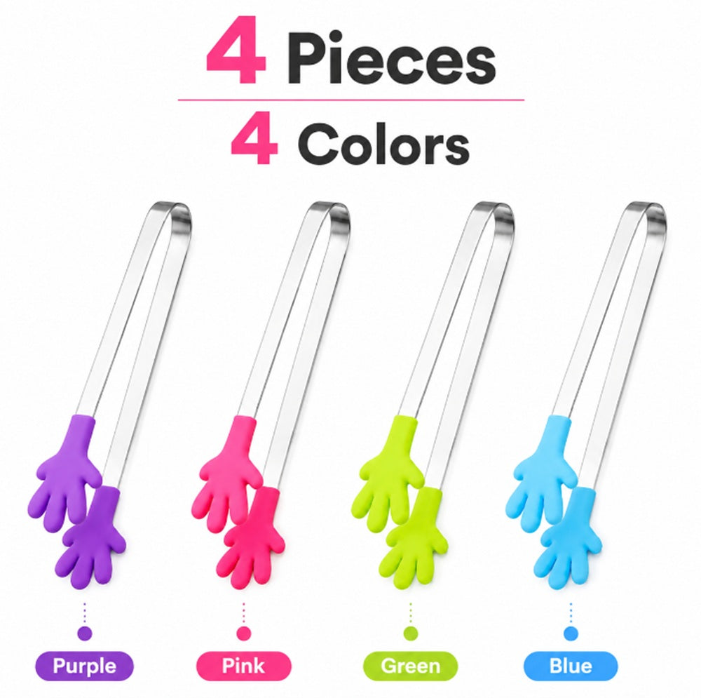 4-Pack 5-Inch Silicone Mini Serving Tongs | TIKA