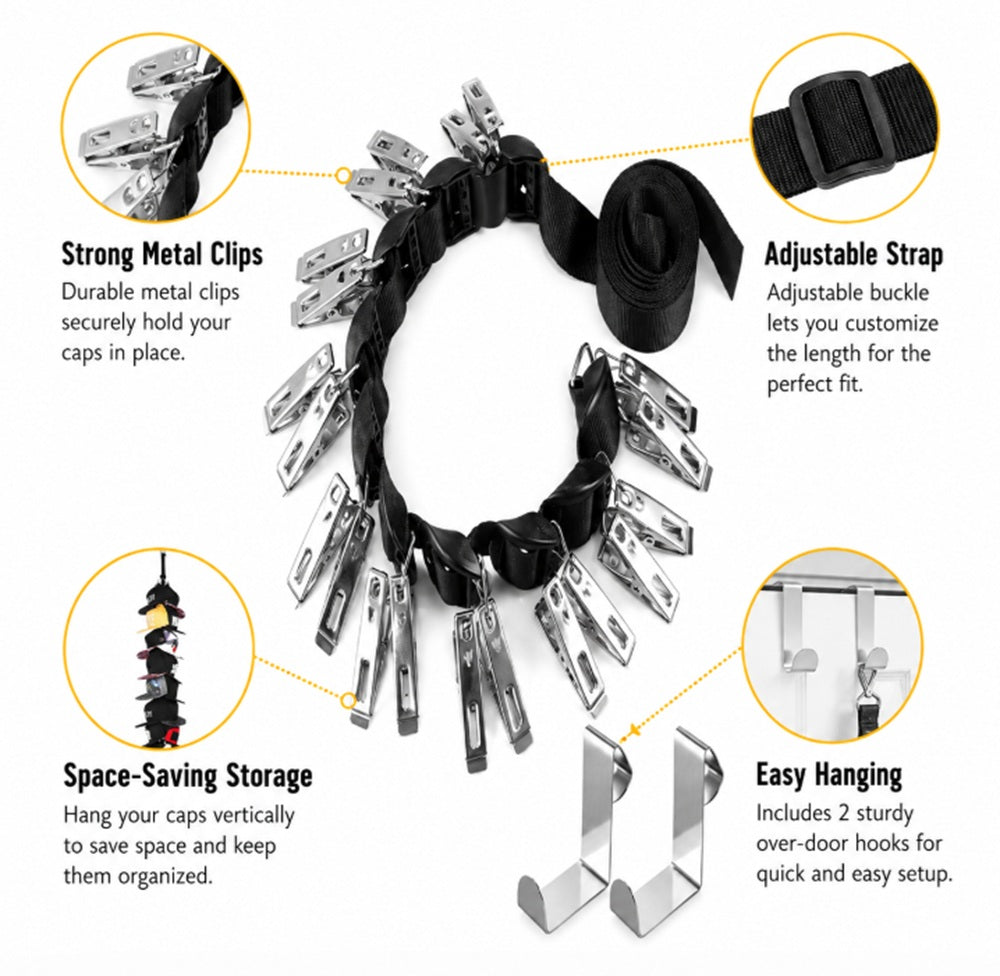20-Hook Wall & Door Hat Rack Organizer | TIKA