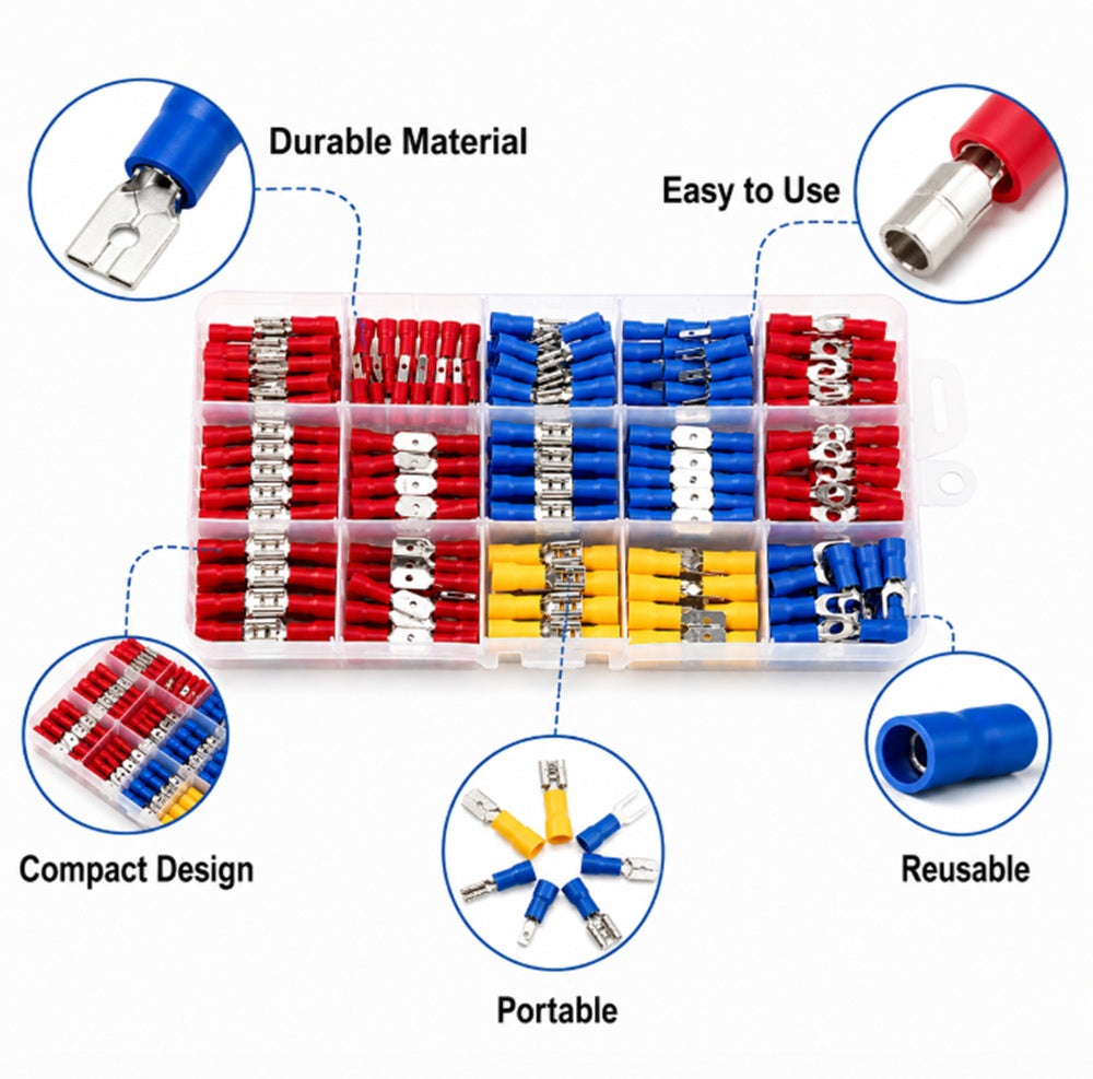 280-Piece Insulated Spade Crimp Terminal Kit | TIKA