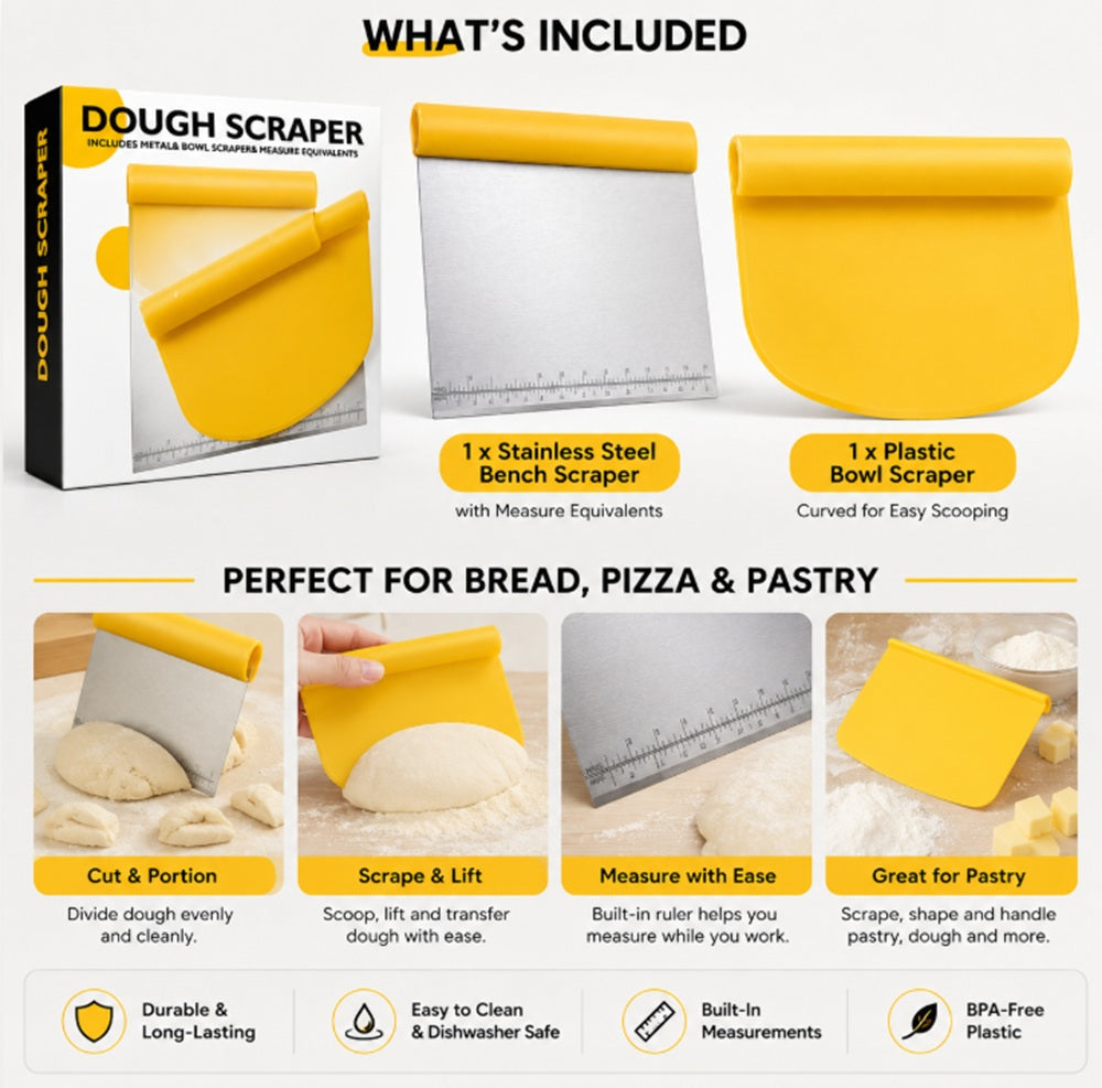 Stainless Steel Bench Scraper & Dough Cutter with Scale – TIKA