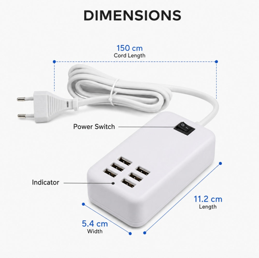 6-Port USB Desktop Charging Station | TIKA