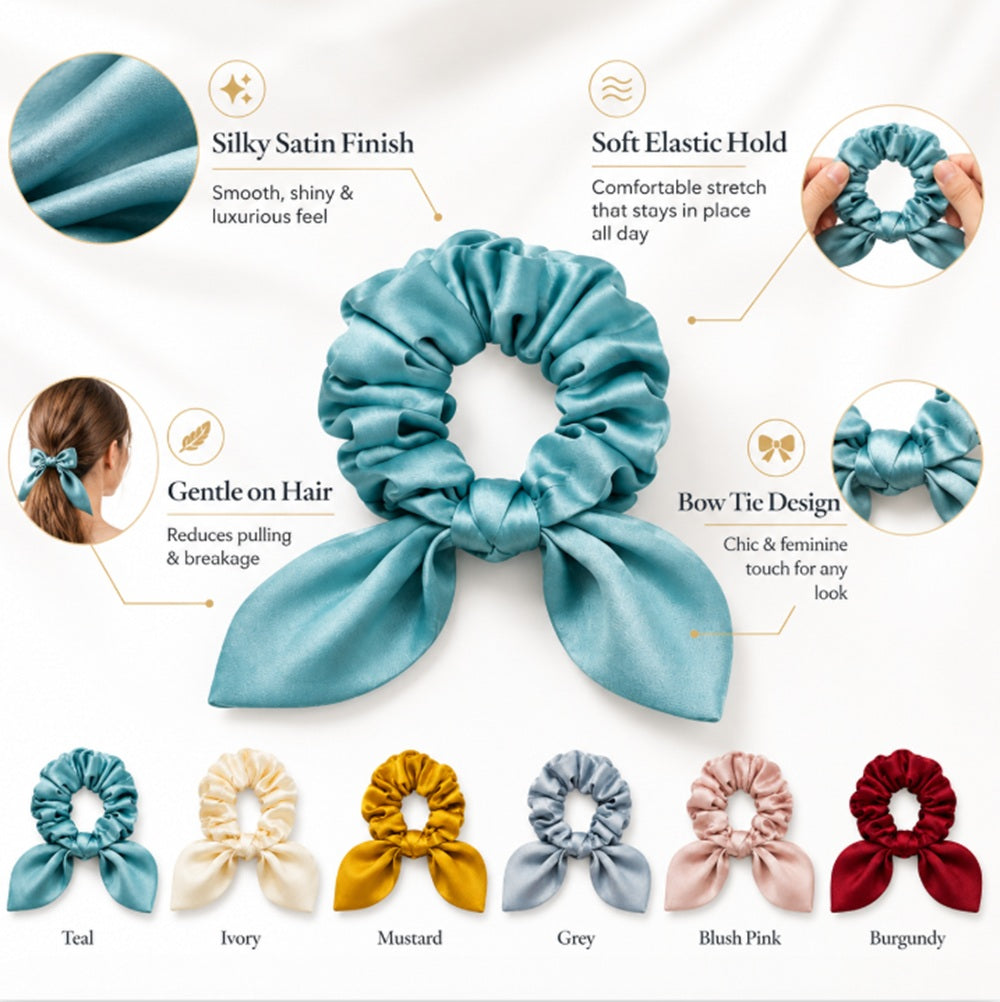 6-Piece Satin Scrunchie Hair Tie Set | TIKA