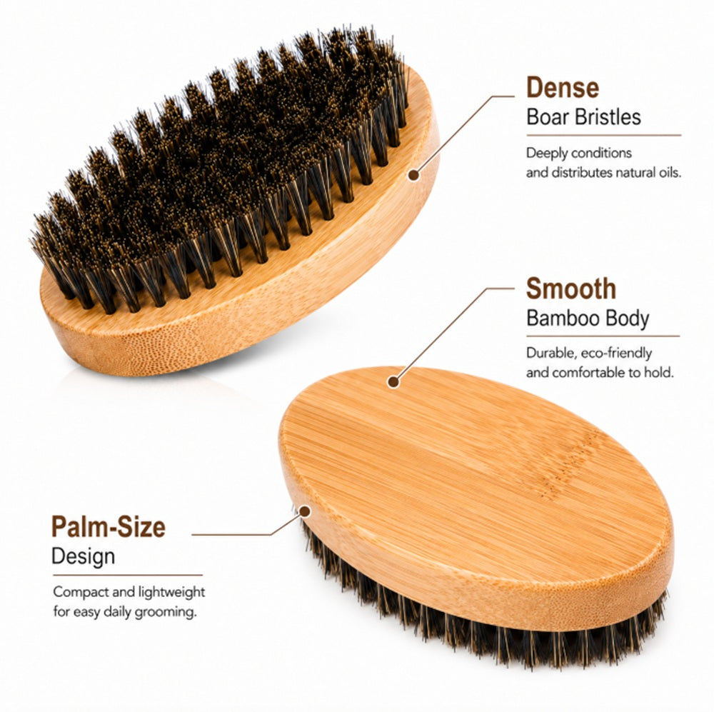 Men’s Soft Boar Bristle Beard Brush with Wooden Handle | TIKA
