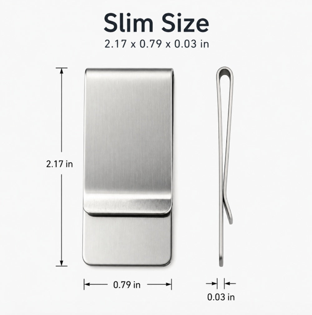 2-Pack Slim Stainless Steel Money Clips – Silver | TIKA
