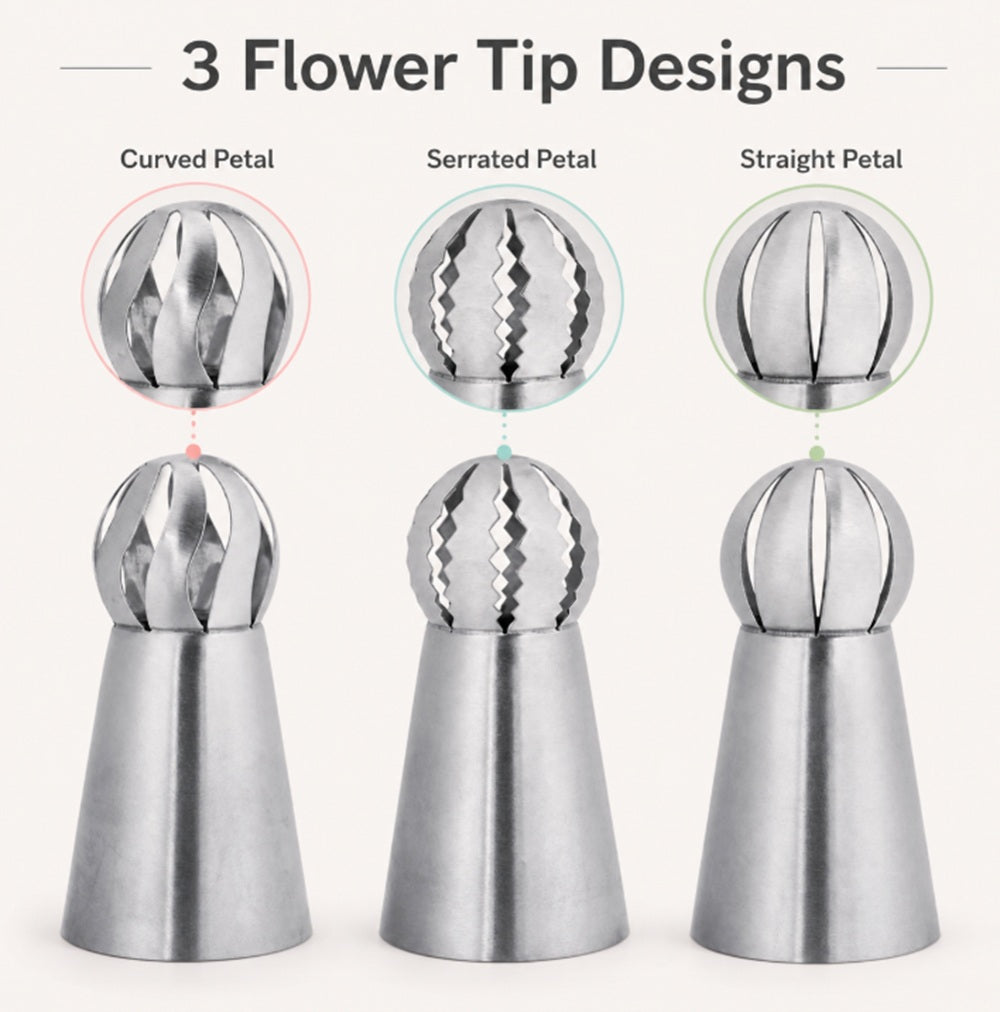 3-Piece Stainless Steel Russian Ball Piping Tips | TIKA