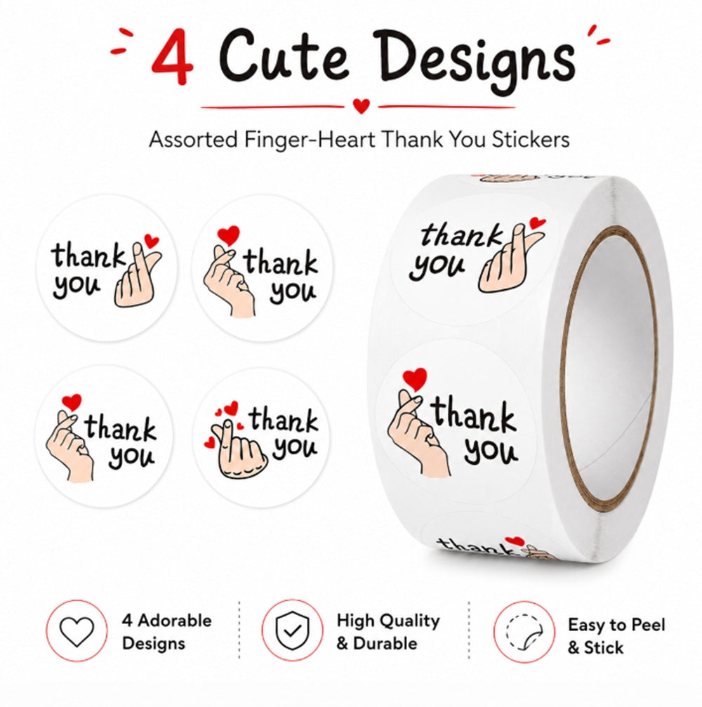 1000-Pack Round Thank You Stickers | TIKA