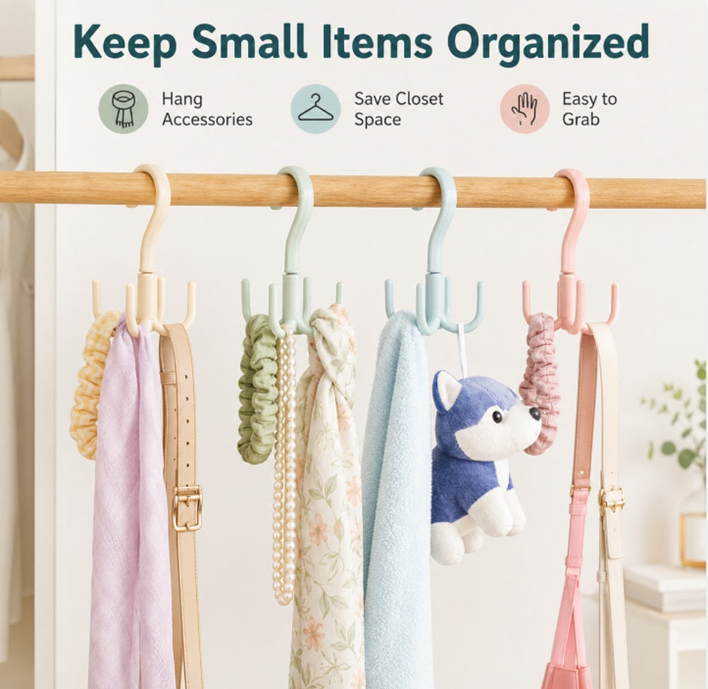 4-Pack Rotating Tie & Belt Accessory Hangers | TIKA