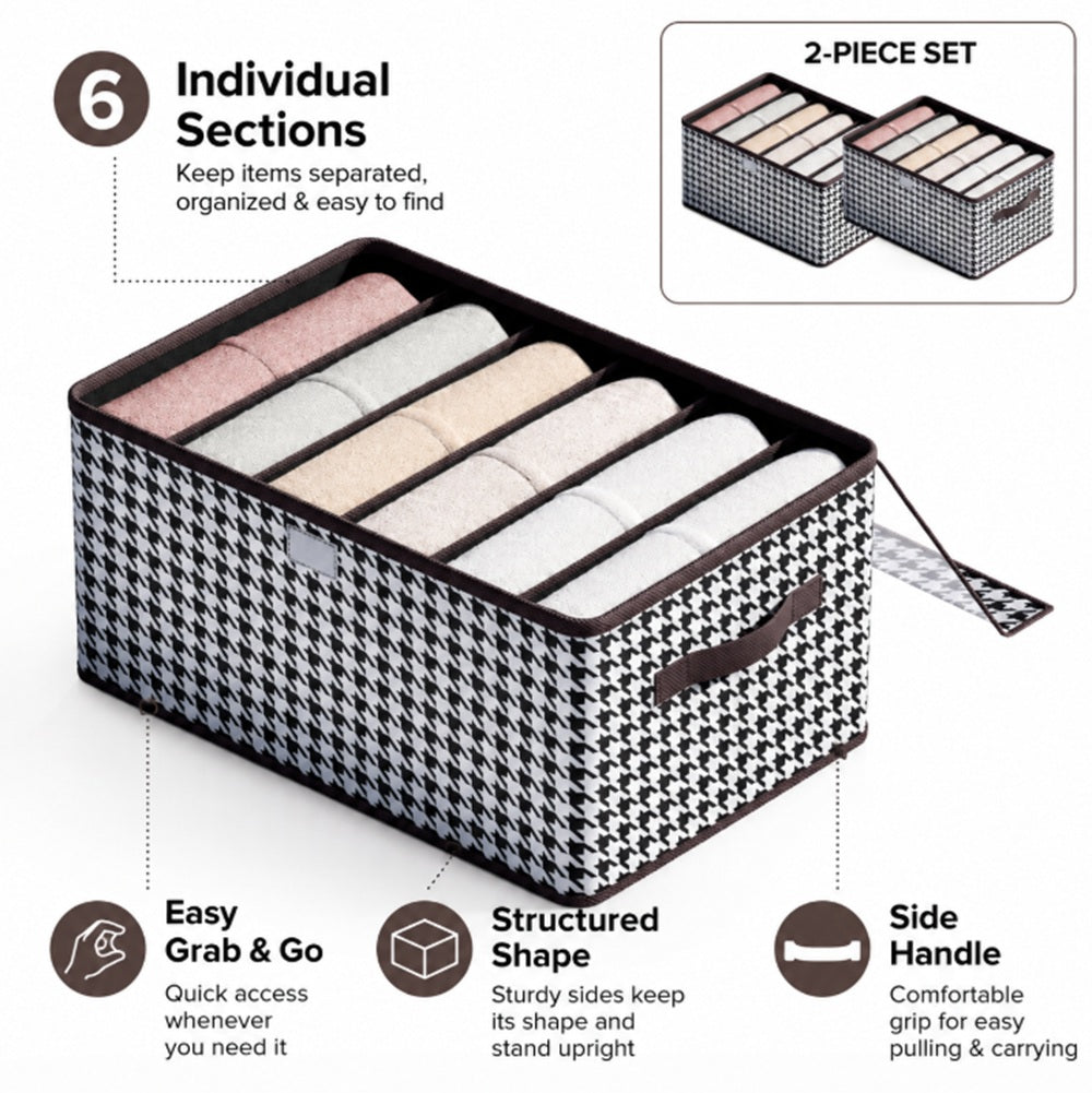 2-Pack 6-Compartment Closet Organizer Bins | TIKA