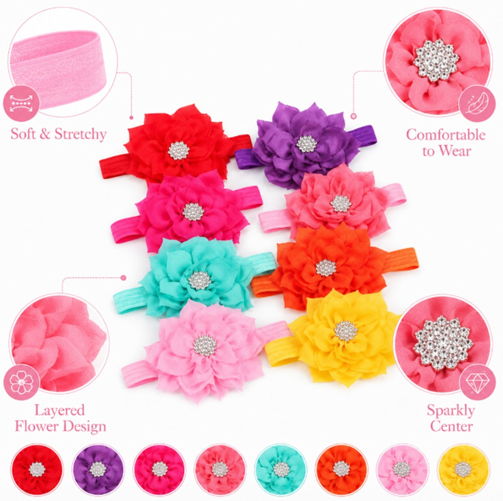 8-Piece Baby Girl Bow Headband Set | TIKA