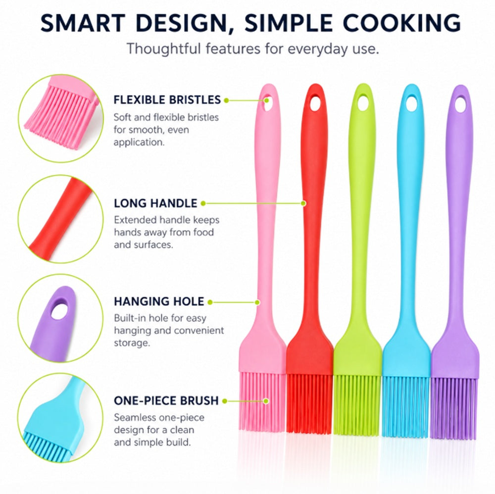 5-Piece Silicone Basting Brush Set for BBQ & Baking | TIKA