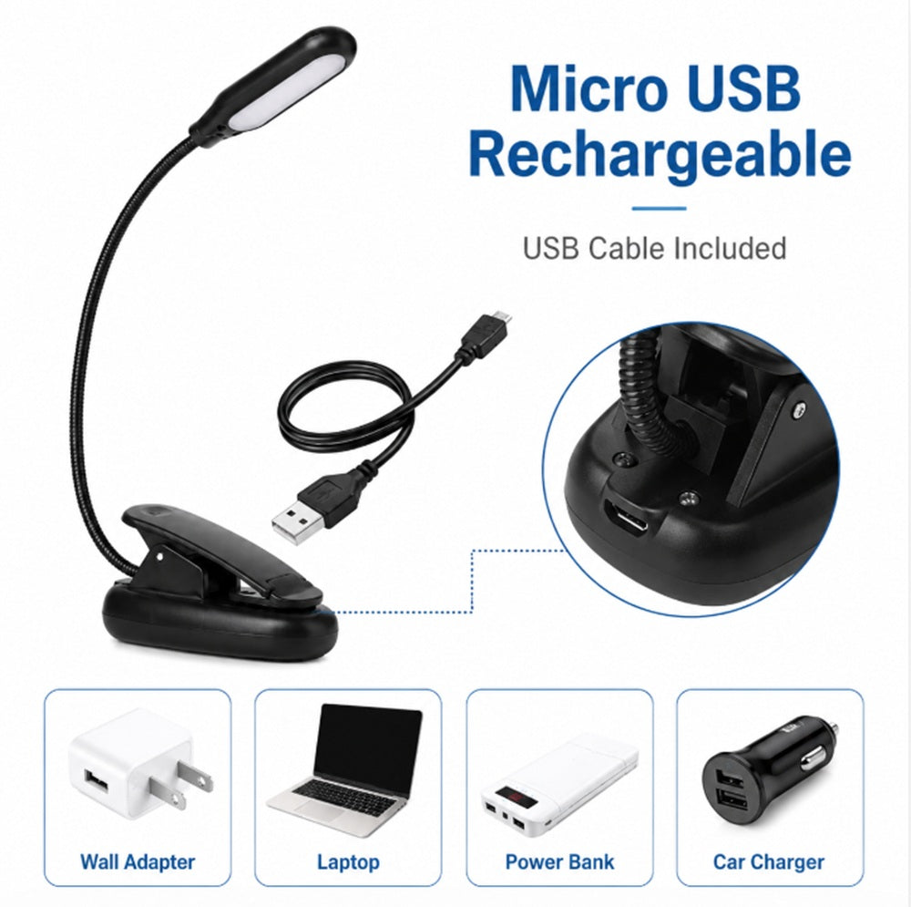USB Rechargeable LED Clip-On Book Light | TIKA