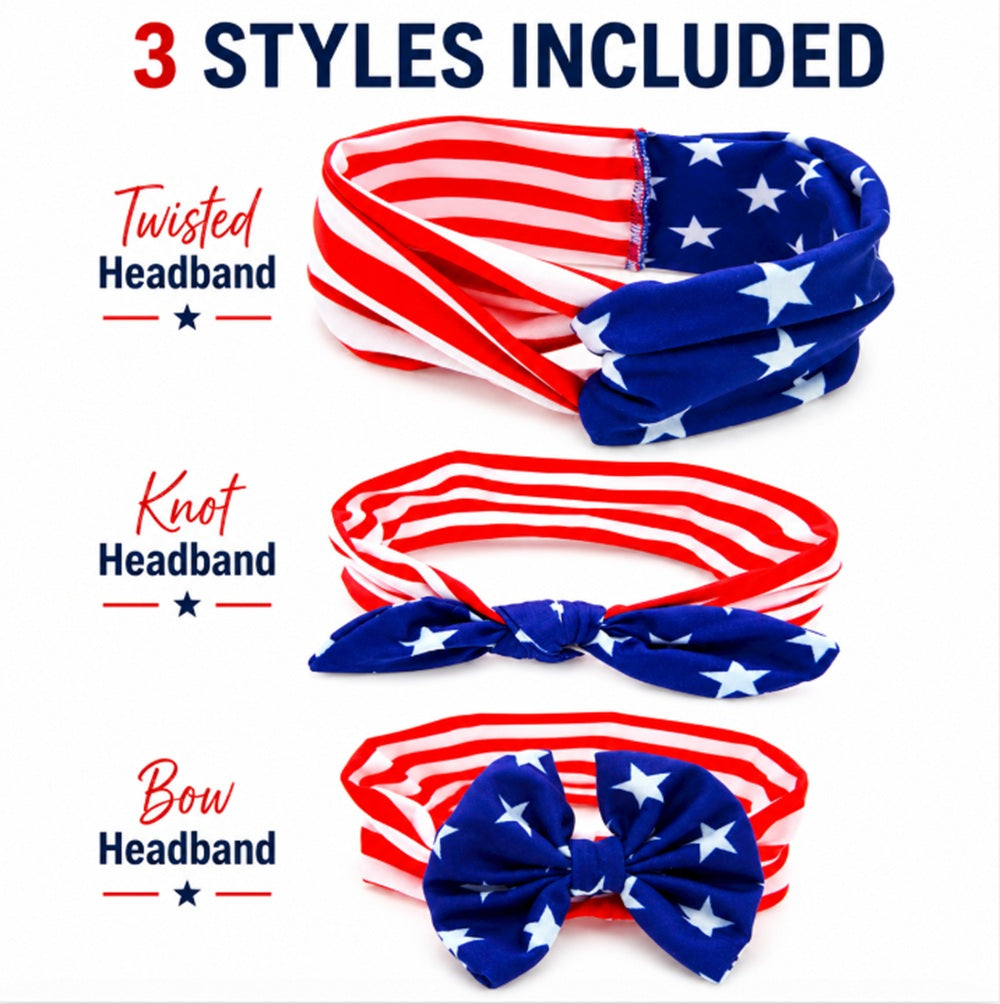 3-Pack Baby Girl Flower & Bow Elastic Headbands | TIKA