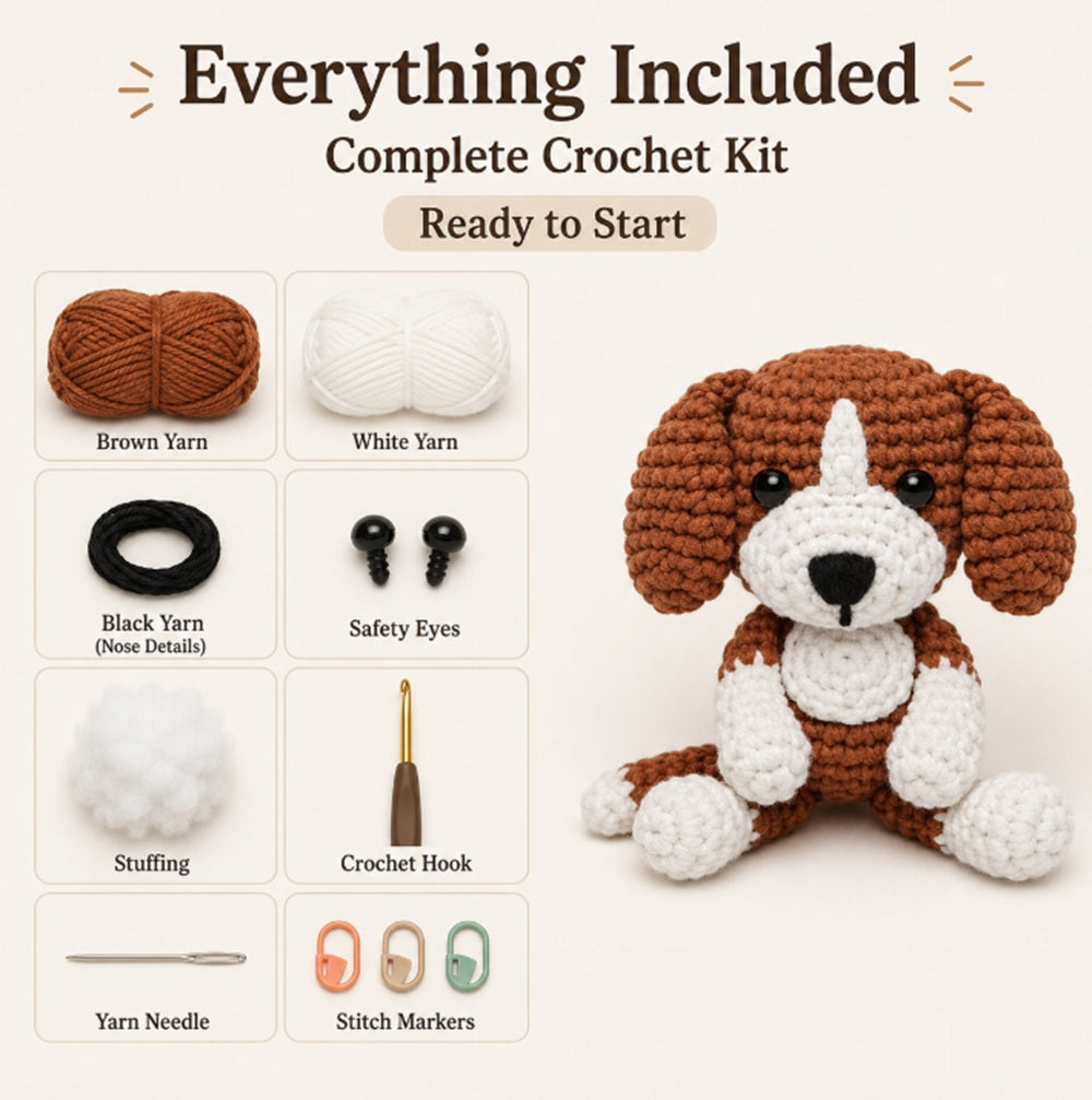 Puppy Beagle Crochet Kit for Beginners with Video Tutorials – TIKA