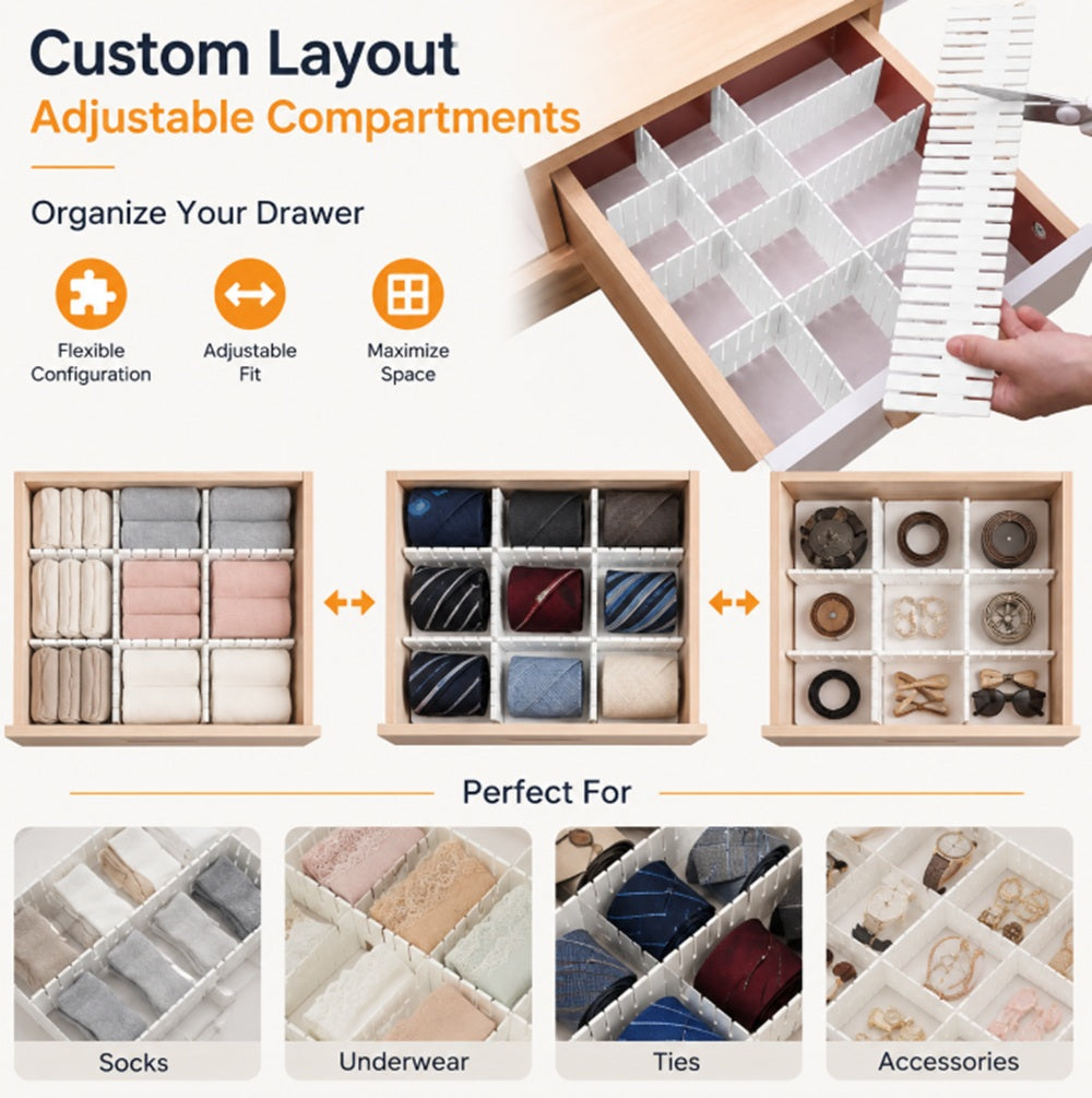 8-Pack Adjustable Drawer Dividers | TIKA