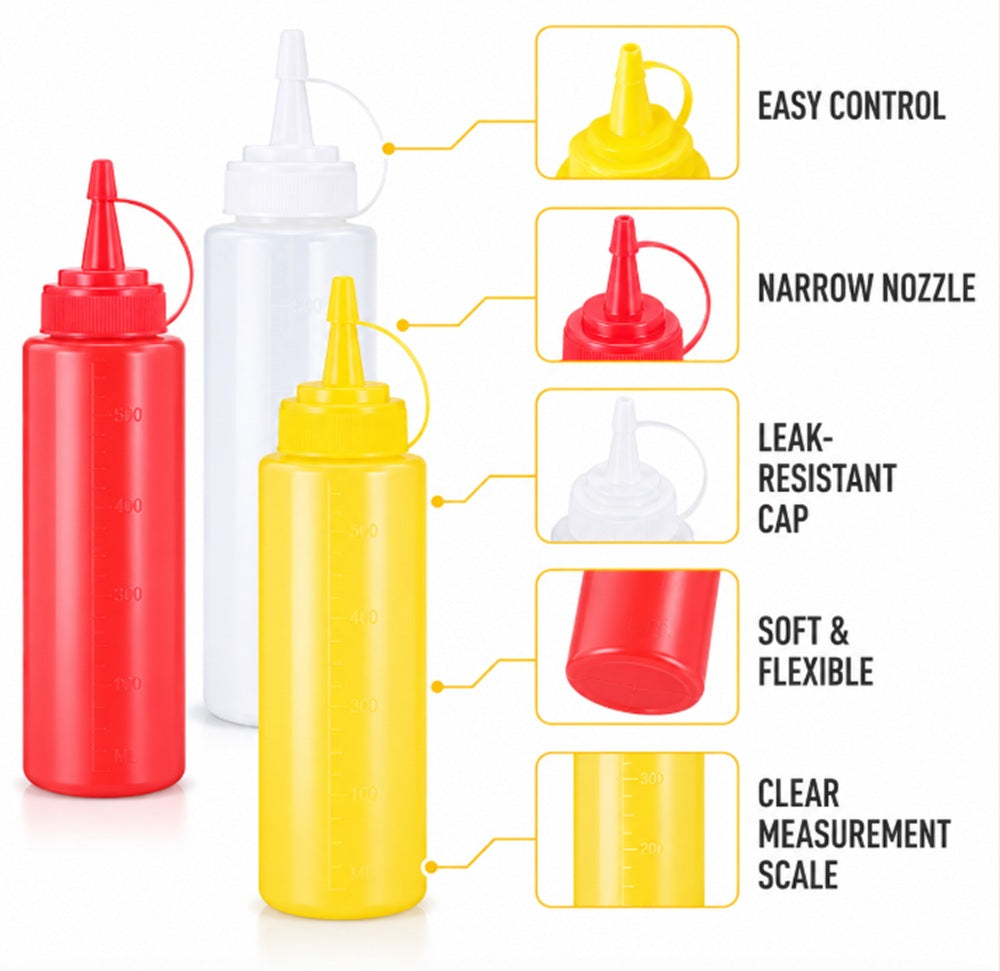 3-Pack 8 oz Condiment Squeeze Bottles | TIKA