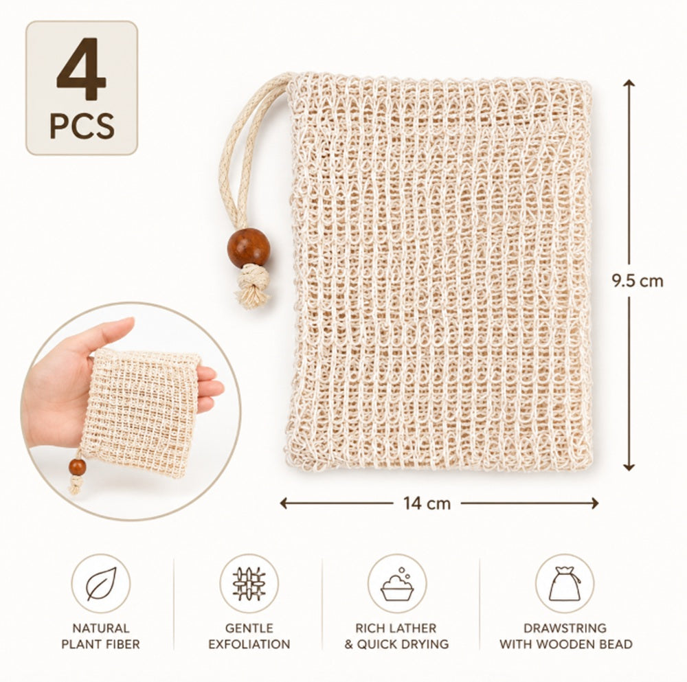 4-Pack Natural Sisal Soap Saver Bags | TIKA