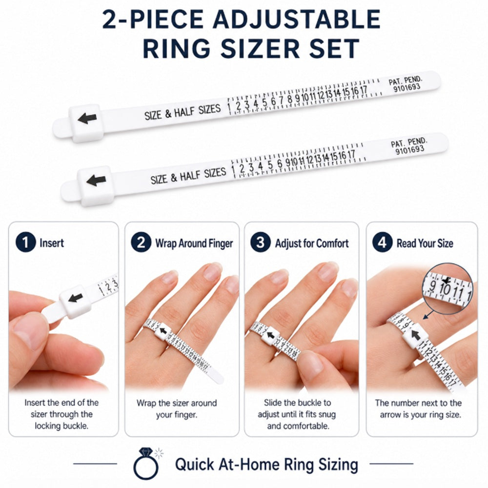 2-Piece Ring Sizer Gauge & Mandrel Measuring Set | TIKA