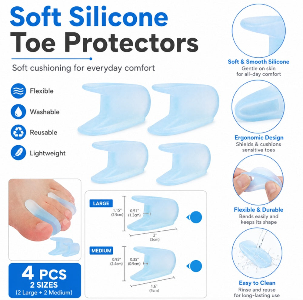 2-Pair Reusable Silicone Gel Toe Separators | TIKA