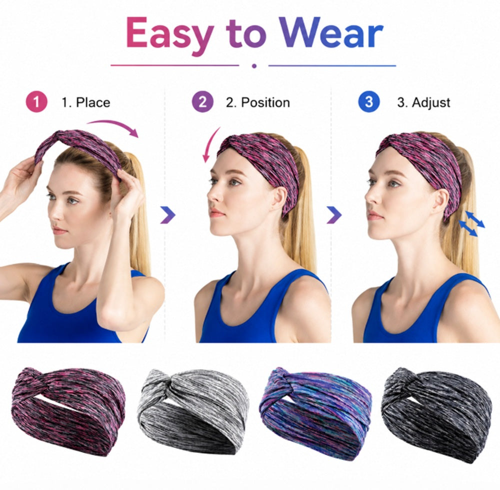 4-Pack Women's Elastic Turban Sports Headbands | TIKA