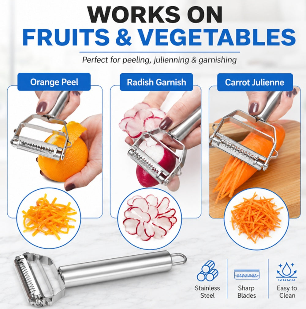 Stainless Steel Dual-Blade Peeler & Julienne Slicer – TIKA