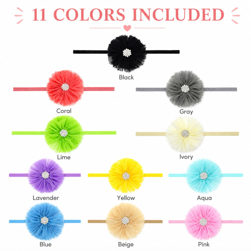 11-Pack Baby Girl Lace Bow & Flower Headbands | TIKA