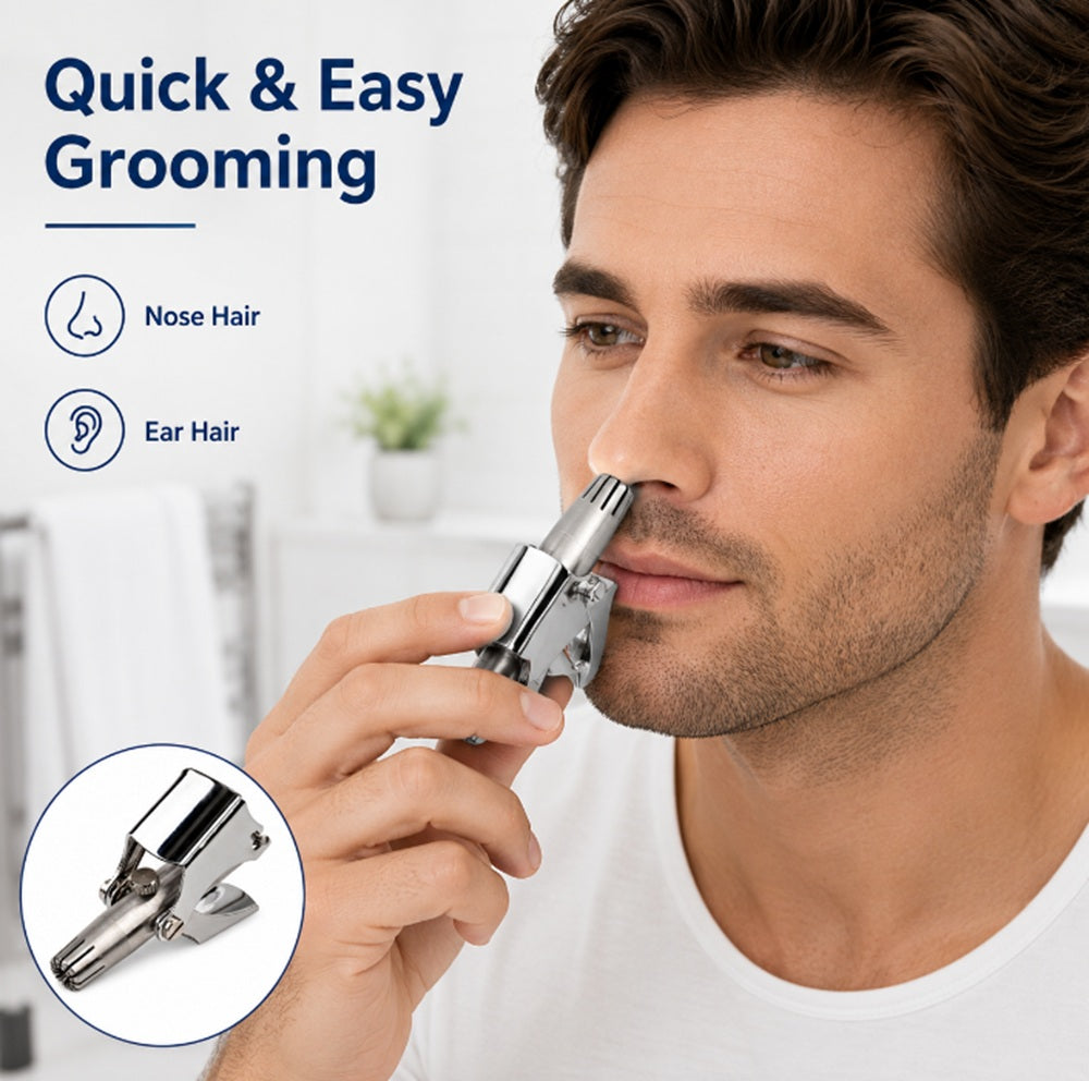 Stainless Steel Manual Rotary Nose Hair Trimmer | TIKA