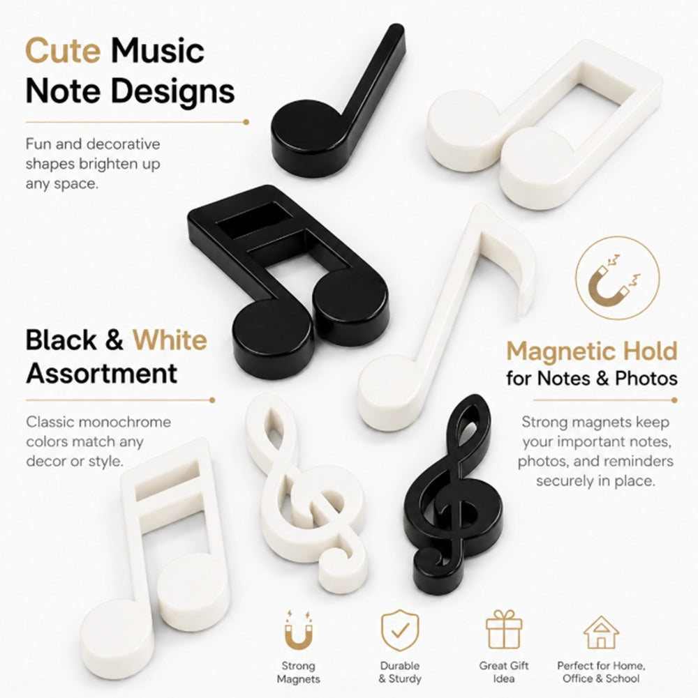 12-Pack Musical Note Refrigerator Magnets | TIKA