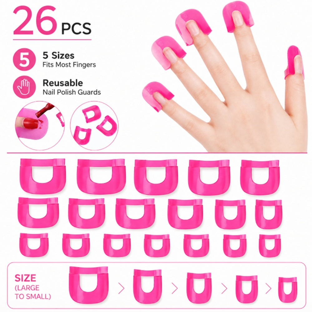 26-Piece Reusable U-Shaped Nail Polish Protector Set | TIKA