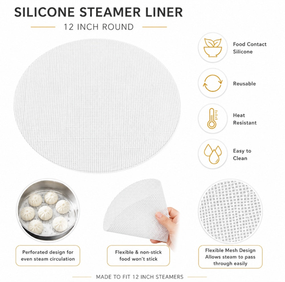 4-Pack Round Silicone Mesh Steamer Liners | TIKA