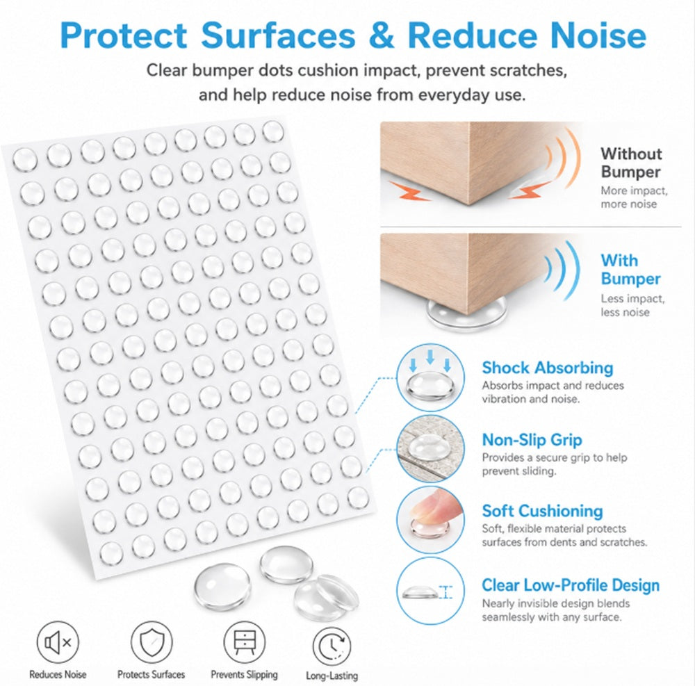 100-Pack Silicone Cabinet Door Bumper Pads | TIKA