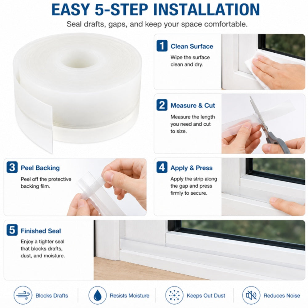 5m Silicone Door & Window Weather Seal Strip | TIKA