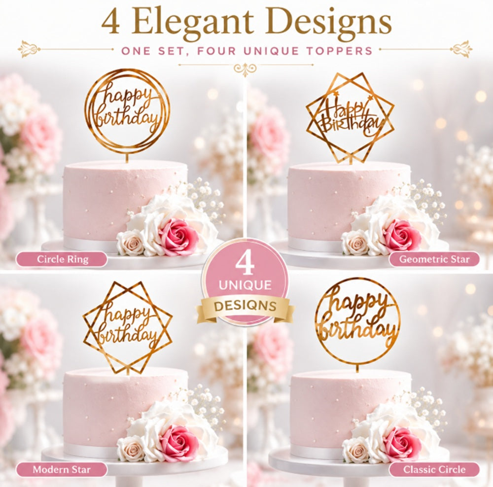 12-Pack Glitter Birthday Cake & Cupcake Toppers | TIKA