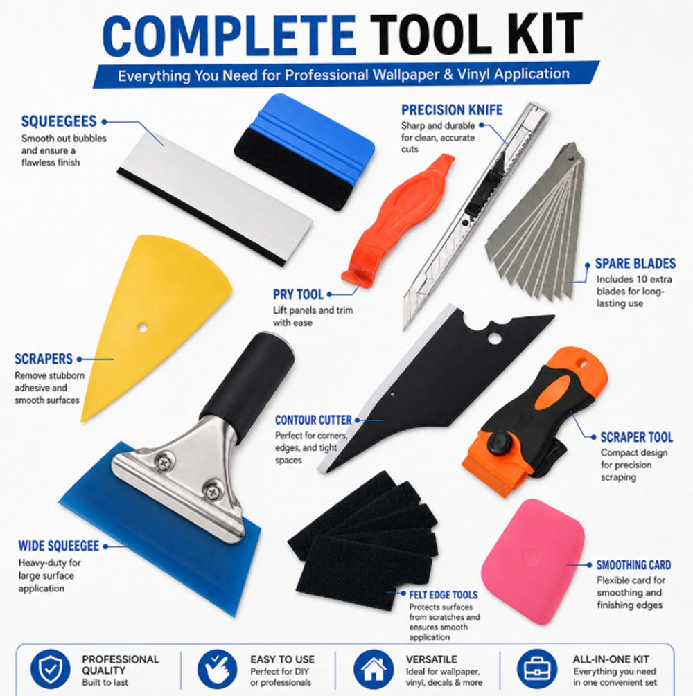 Window Tint Tool Kit with Squeegee & Scraper | TIKA