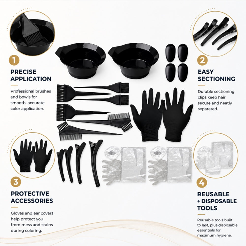 22-Piece Hair Coloring Brush, Comb & Bowl Kit | TIKA