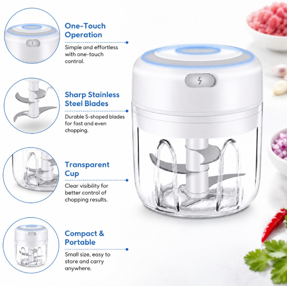 USB Rechargeable Mini Electric Garlic & Vegetable Chopper | TIKA