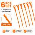 6-Pack 25-Inch Hair Drain Clog Remover Tools | TIKA