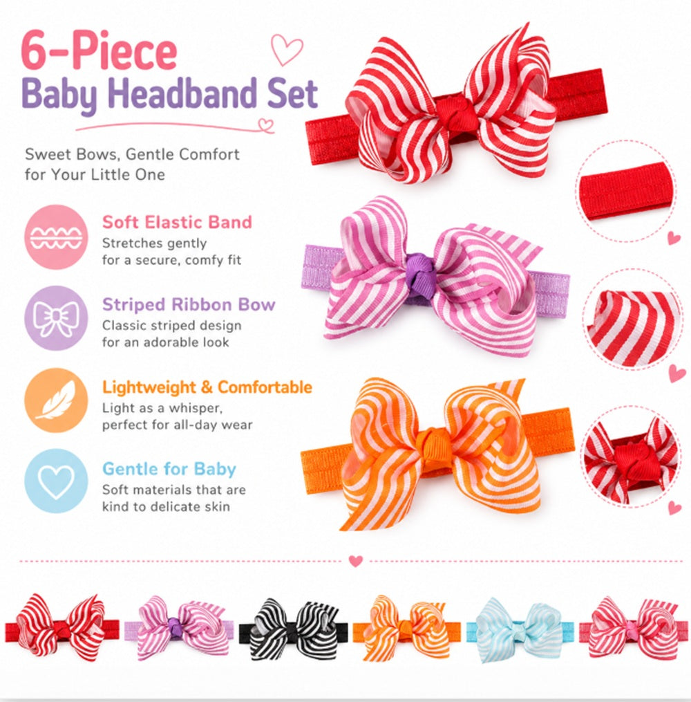 6-Pack Baby Girl Flower & Bow Headbands | TIKA