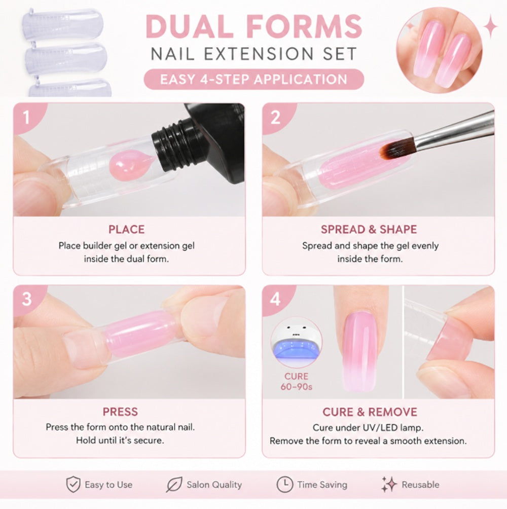 100-Pack Clear Dual Form Nail Molds | TIKA