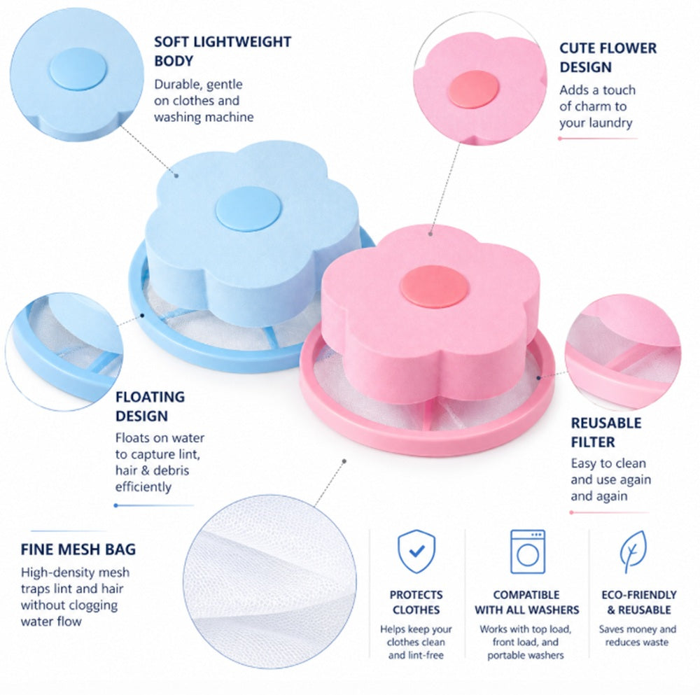 2-Pack Floating Mesh Laundry Lint & Hair Catchers | TIKA