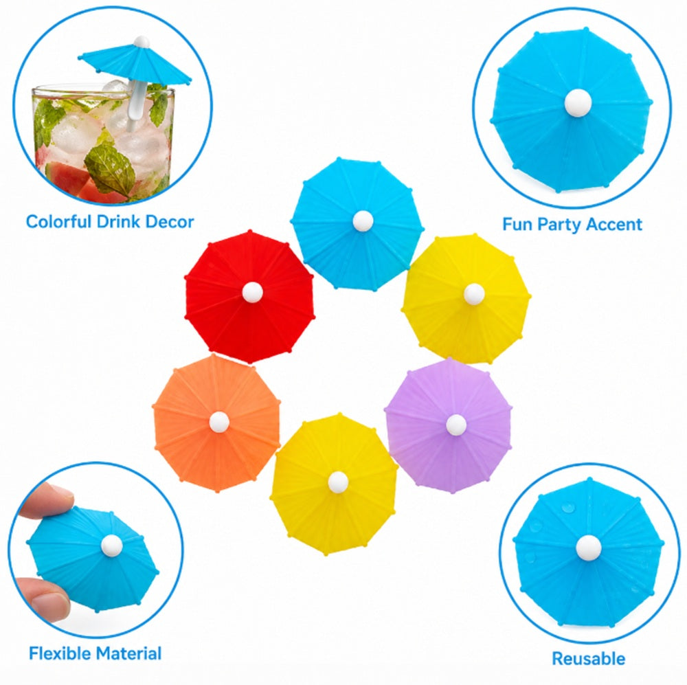 6-Pack Silicone Umbrella Drink Markers | TIKA