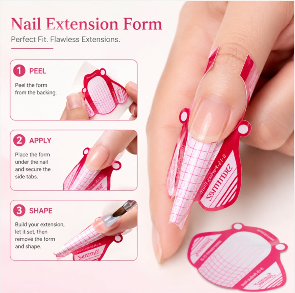 100-Pack Nail Extension Form Stickers for Acrylic & UV Gel | TIKA