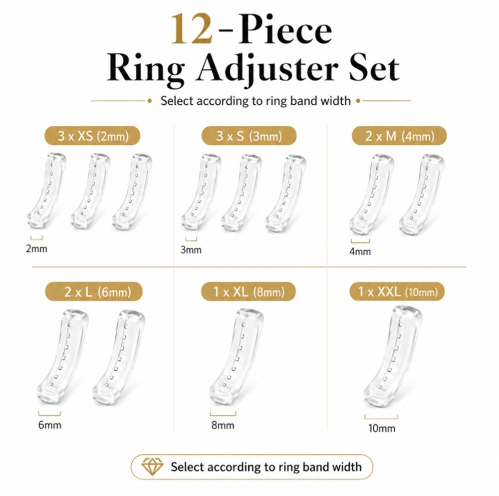 12-Pack Clear Silicone Ring Size Adjusters | TIKA