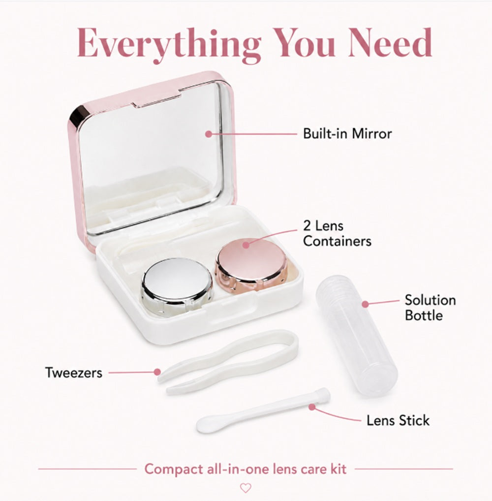 Mini Contact Lens Travel Case Kit with Mirror & Tweezers | TIKA