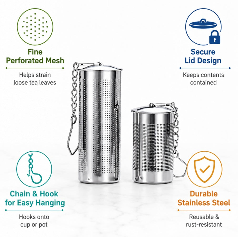 2-Pack Stainless Steel Fine-Mesh Tea Infuser Balls with Chain Hooks | TIKA