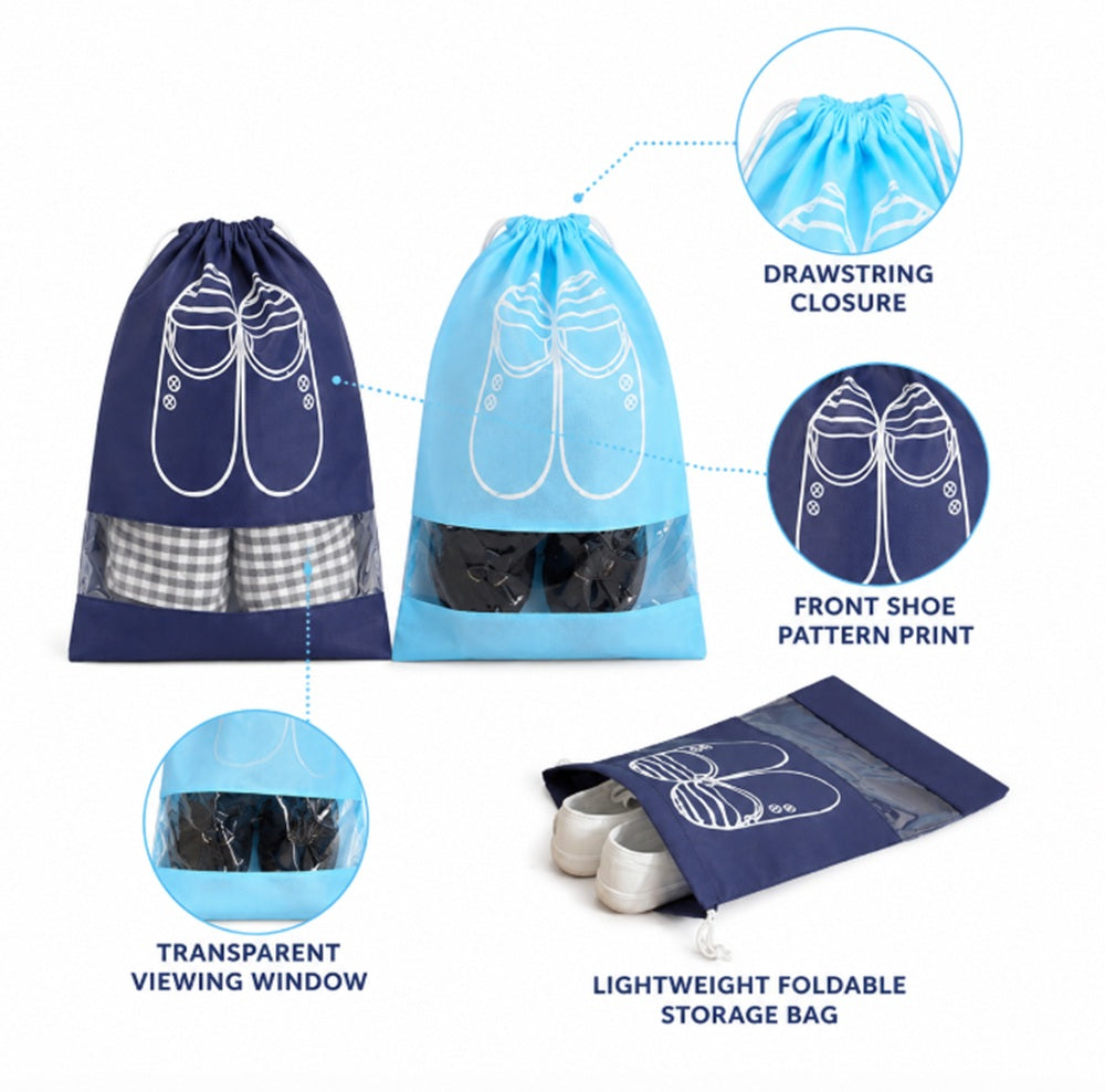 8-Pack Drawstring Travel Shoe Bags | TIKA