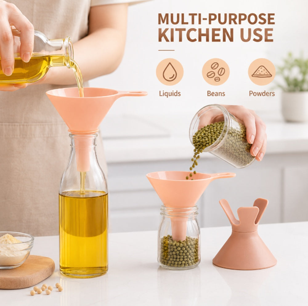 6-in-1 Reusable Kitchen Funnel & Filter Set for Bottles and Jars | TIKA