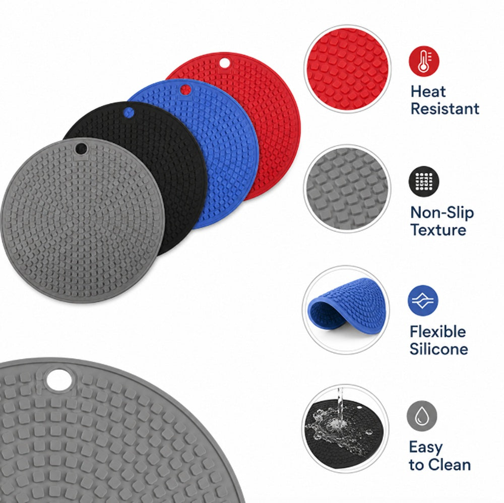 4-Pack Heat-Resistant Silicone Trivet Mats | TIKA
