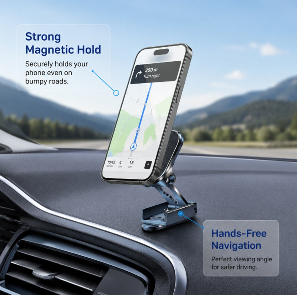 360° Rotating Foldable Magnetic Car Phone Mount | TIKA