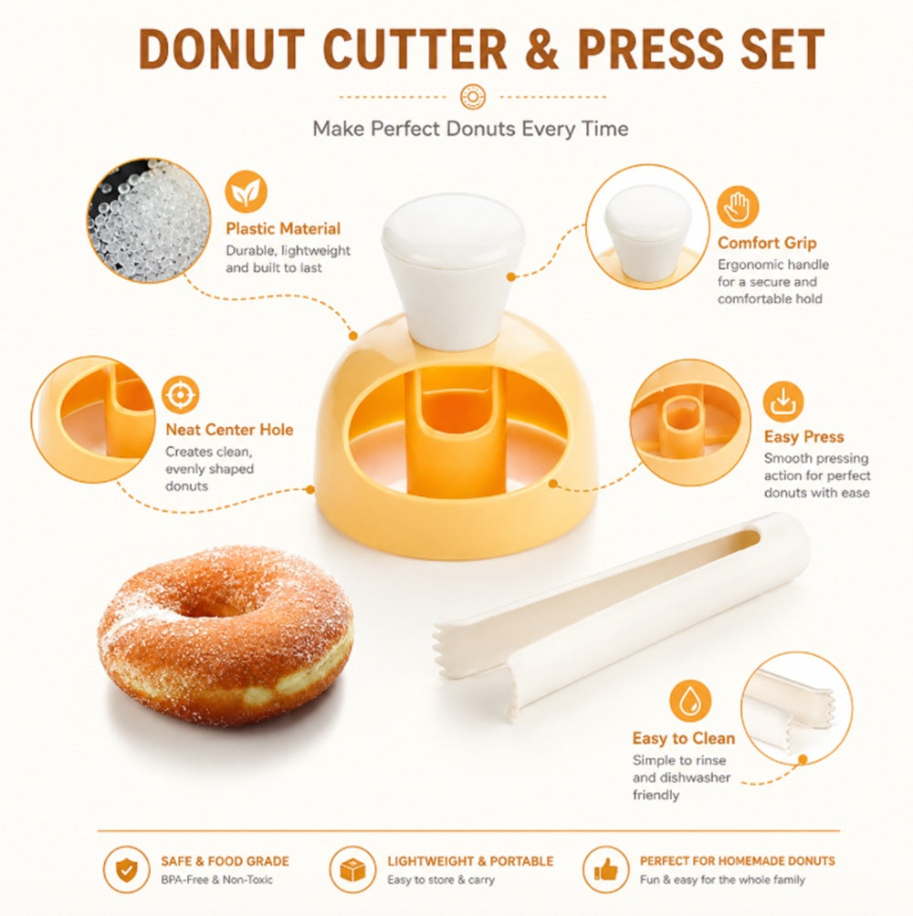 Donut Cutter & Dipping Pliers Set for DIY Baking | TIKA