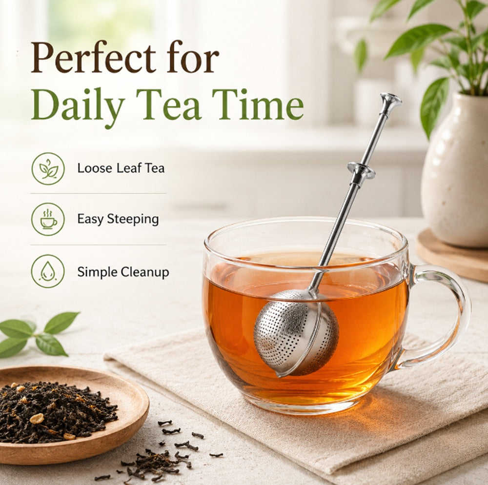 Long-Handle Stainless Steel Tea Ball Infuser for Loose-Leaf Tea | TIKA